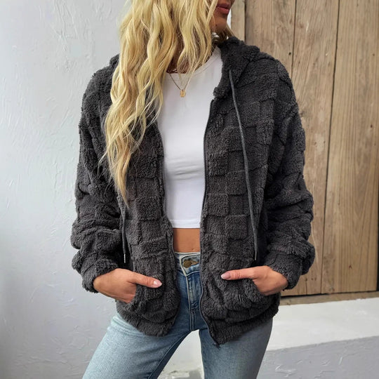 Damen Kuschelige Fleecejacke mit Kapuze R&B