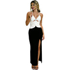 Damen Elegantes Maxikleid mit tiefem V-Ausschnitt und raffinierten Cut-Out-Details R&B