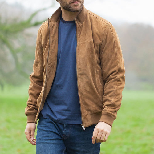 Herren Wildleder-Bomberjacke mit modernem Schnitt
