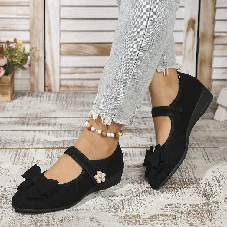 Damen Ballerinas mit dekorativer Schleifenapplikation und komfortablem Wedge-Absatz R&B