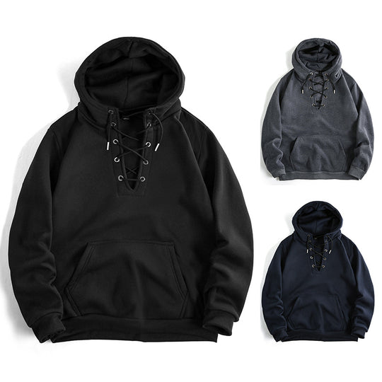 Damen Kapuzenpullover mit raffiniertem Schnürdesign und praktischer Kängurutasche R&B