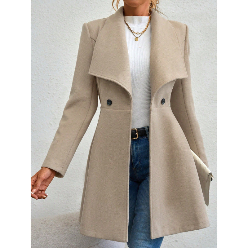 Damen schicke Übergangsjacke mit weitem Kragen R&B