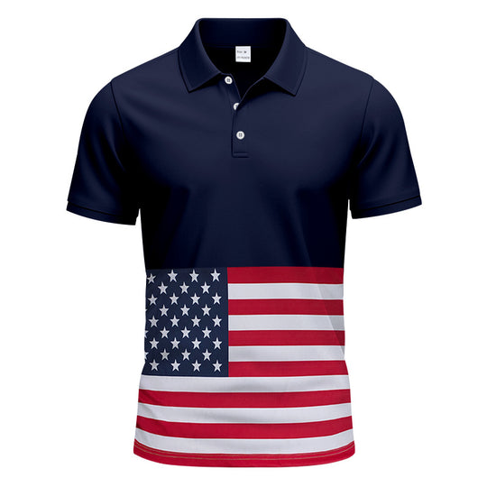Herren Poloshirt mit einzigartigem Flaggenmotiv und moderner Passform R&B