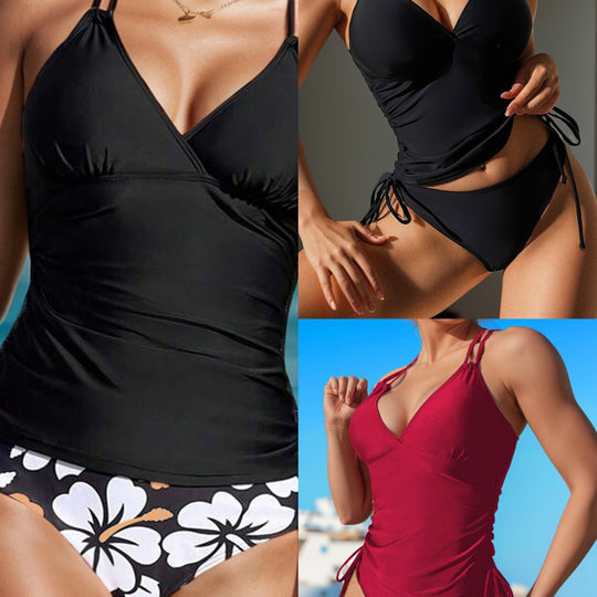 Damen Tankini-Oberteil mit verstellbaren Trägern und seitlichen Raffungselementen R&B