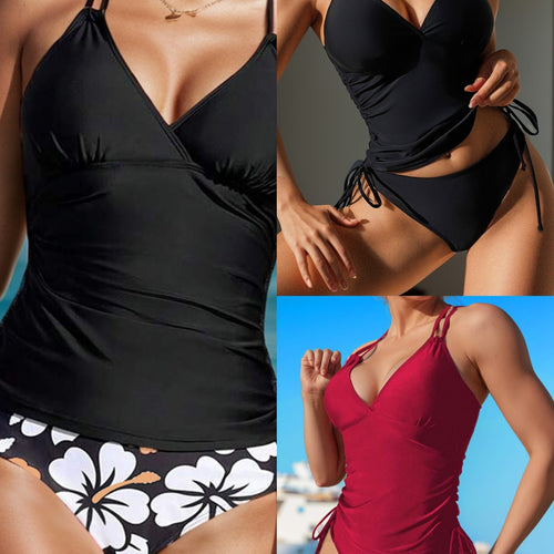 Damen Tankini-Oberteil mit verstellbaren Trägern und seitlichen Raffungselementen R&B