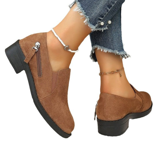 Damen modische Stiefeletten mit seitlichem Reißverschluss und ergonomischer Sohle R&B
