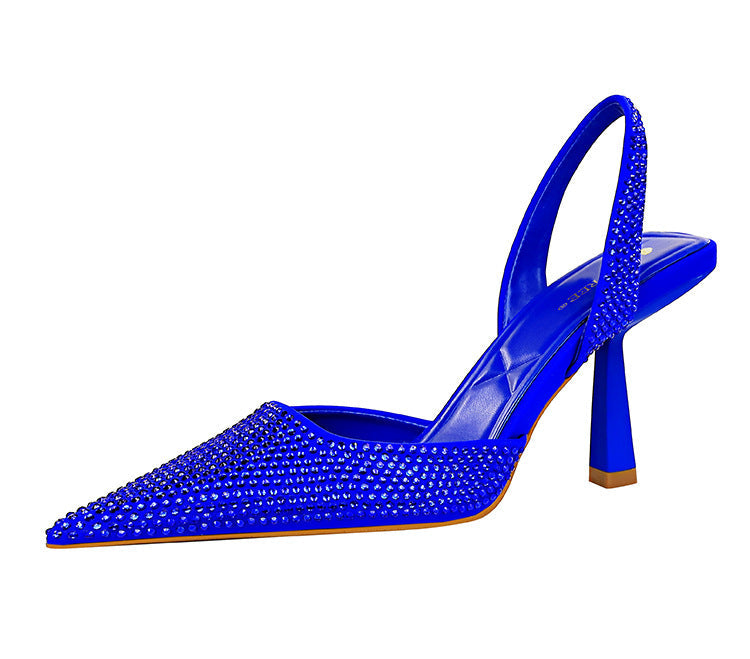 Damen Elegante Slingback-Pumps mit funkelnden Strassdetails und geschwungenem Absatz R&B