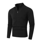 Herren stylischer Strickpullover mit hohem Stehkragen und durchgehendem Reißverschluss R&B