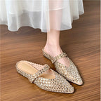 Damen elegante Mules mit funkelnden Strassverzierungen R&B