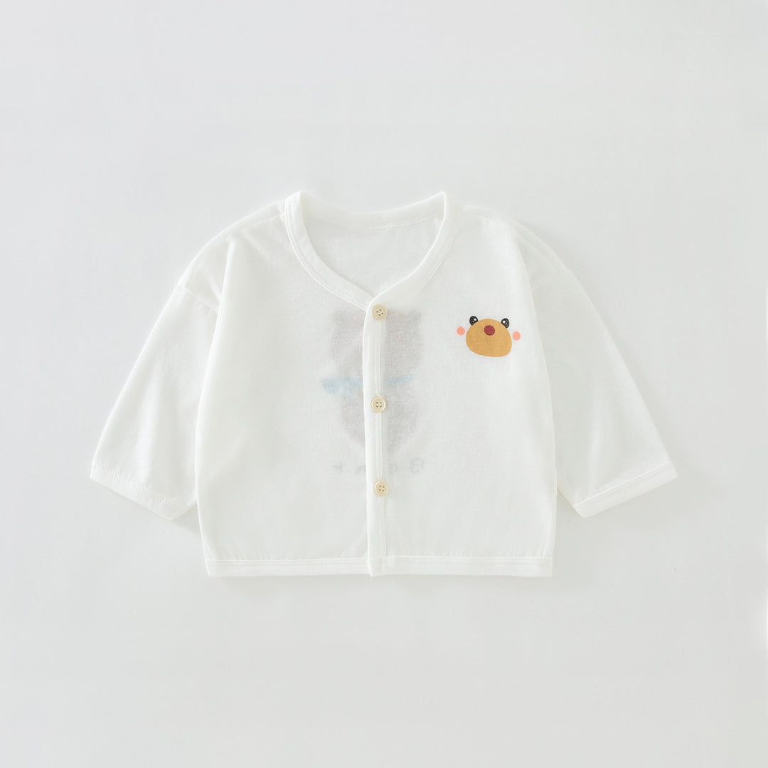 Unisex Nan Soft Organic Cotton Snap-Front Baby Cardigan mit besticktem Elefanten R&B