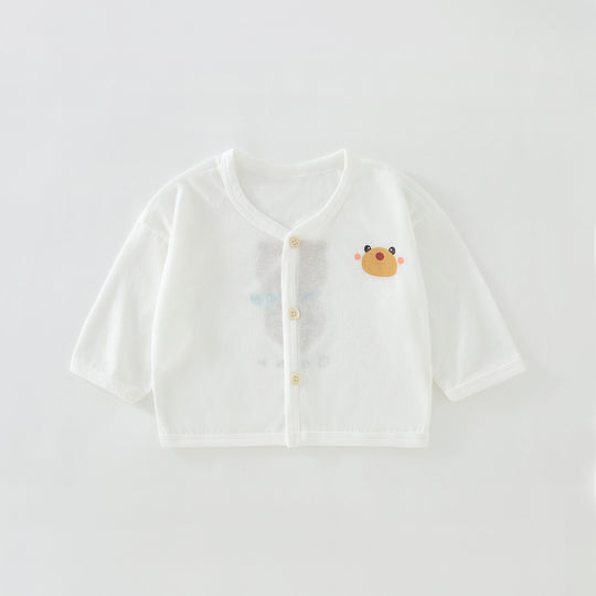 Unisex Nan Soft Organic Cotton Snap-Front Baby Cardigan mit besticktem Elefanten R&B