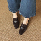 Damen elegante Mokassins mit modischem Riemen R&B