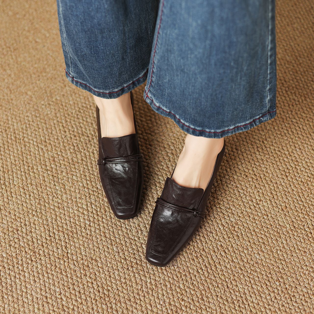 Damen elegante Mokassins mit modischem Riemen R&B