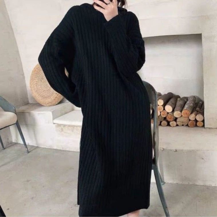 Damen Strickkleid mit geripptem Design und lässigem Schnitt R&B