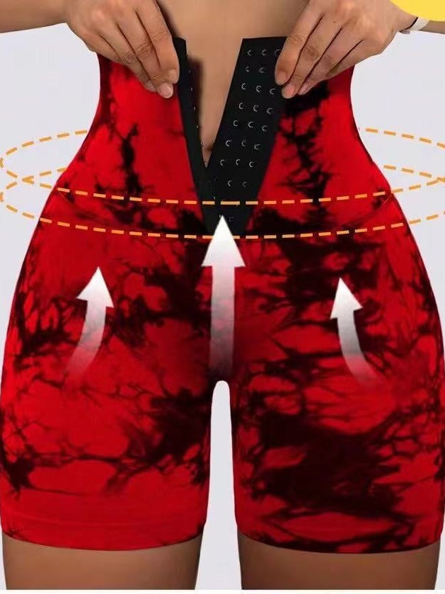 Damen Modische Radlerhosen mit höhenverstellbarem Bund und einzigartigem Batikdesign R&B