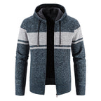 Herren Strickjacke mit Kapuze und warmem Fleece-Innenfutter