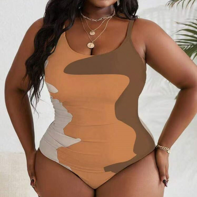 Damen Einteiliger Badeanzug mit modischem Farbmuster und figurformendem Schnitt R&B