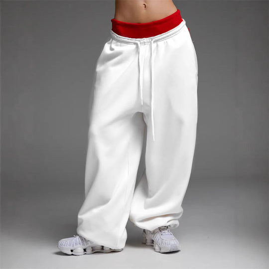Damen lässige Freizeithose mit weitem Schnitt und elastischem Bund R&B