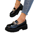 Damen Chunky Loafers mit goldener Kettenverzierung und rutschfester Sohle R&B