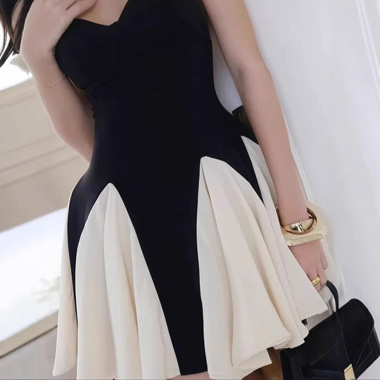 Damen Sommerkleid mit strahlendem Kontrastdesign R&B
