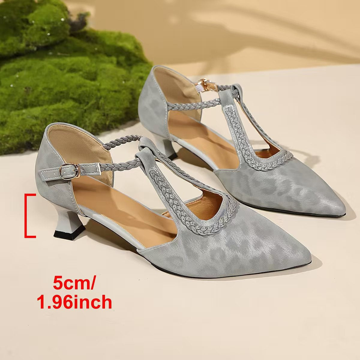 Damen Elegante Slingback Pumps mit geflochtenem Riemen und modischem Blockabsatz