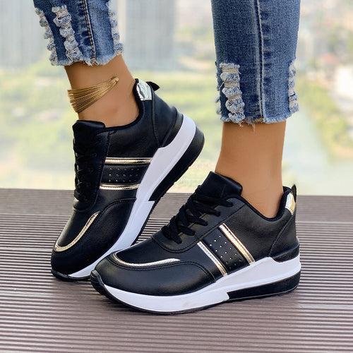Damen nan City-Sneaker mit gedämpfter Keilsohle, gepolstertem Komfortfußbett und eleganten Metallic-Details R&B