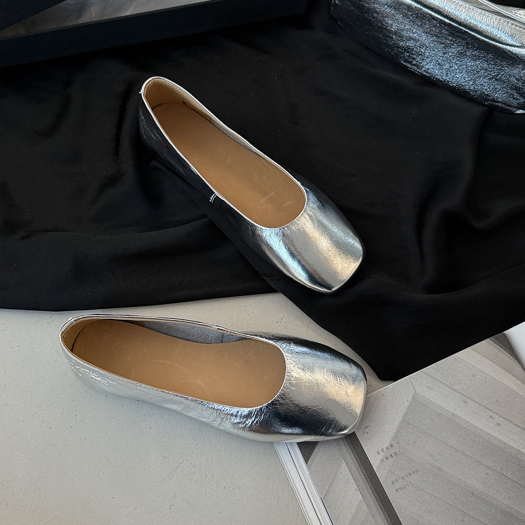Damen Ballerinas aus hochwertigem Metallic-Leder mit komfortabler Innensohle R&B