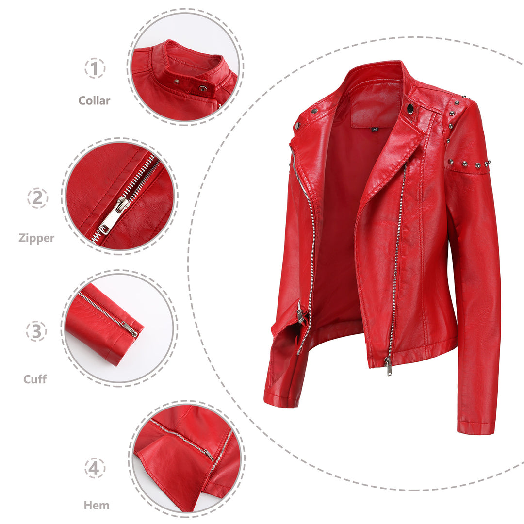 Damen trendige Bikerjacke mit modischen Details R&B