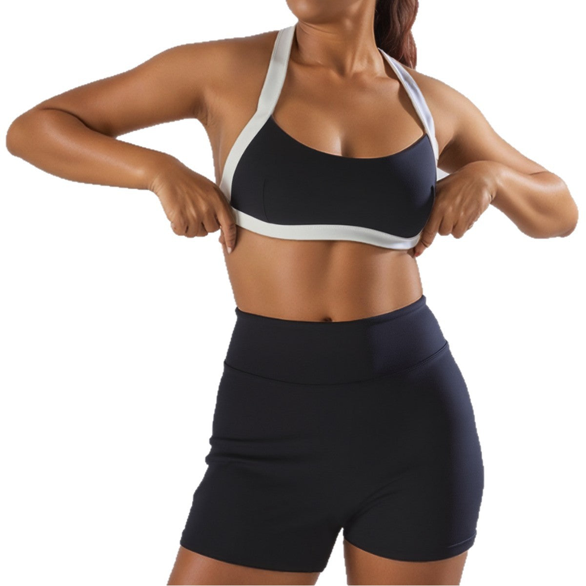 Damen Sport-Bikini-Oberteil mit hoch geschnittenen Shorts R&B