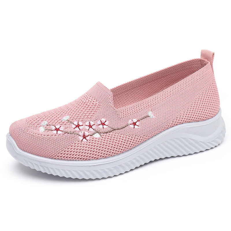 Damen Slip-On Freizeitschuhe mit luftdurchlässiger Oberflächenstruktur und floralem Dekor R&B