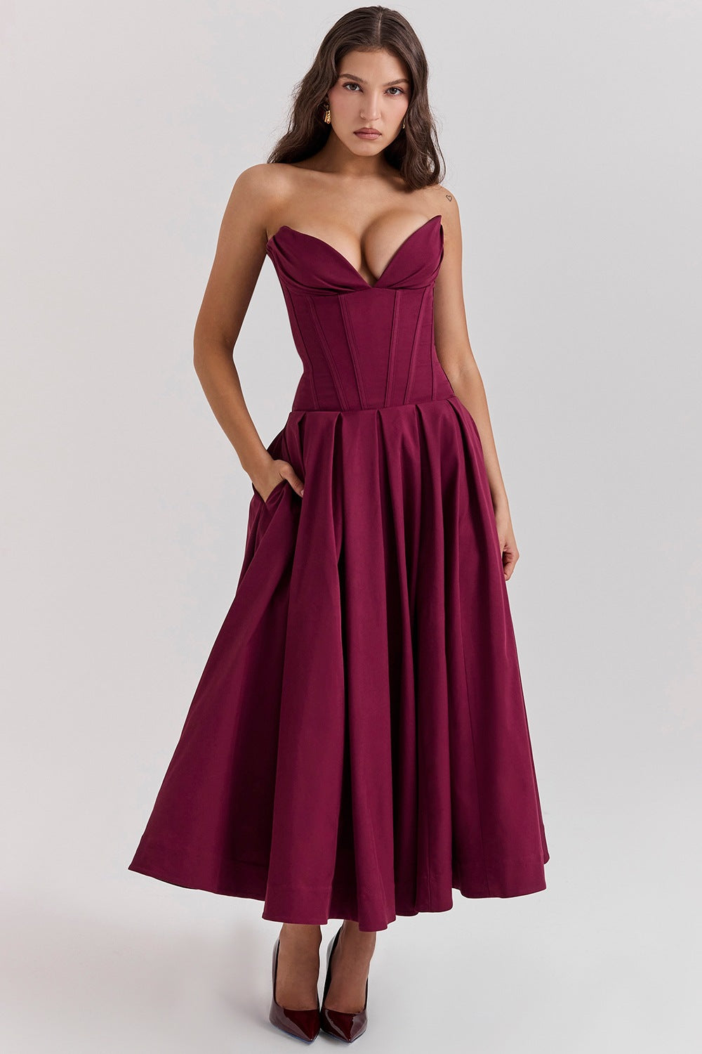 Damen Abendkleid mit taillierter Silhouette und A-linien Schnitt R&B
