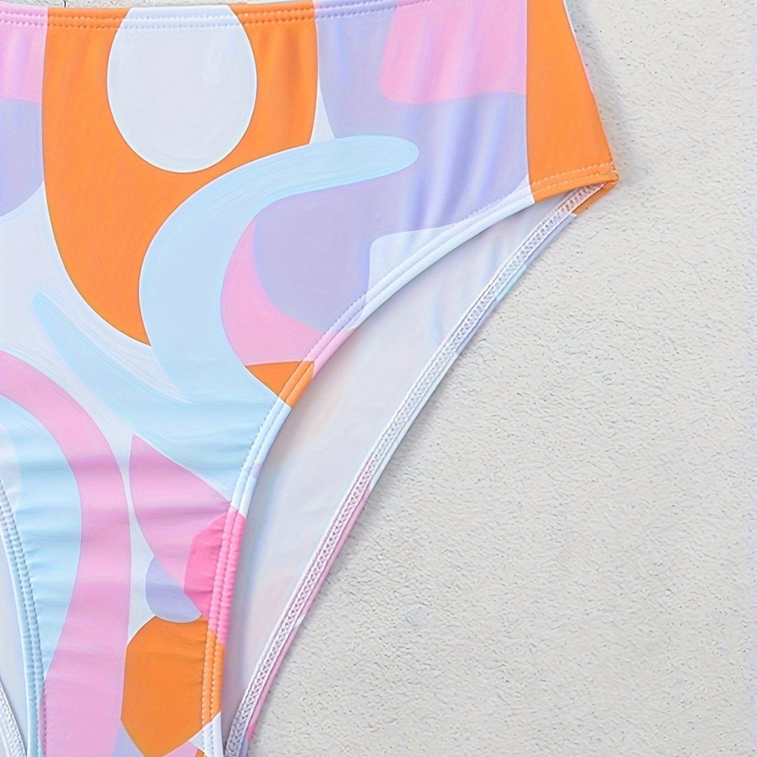 Damen Bikini-Set mit modischem grafischen Design und breiten Trägern R&B
