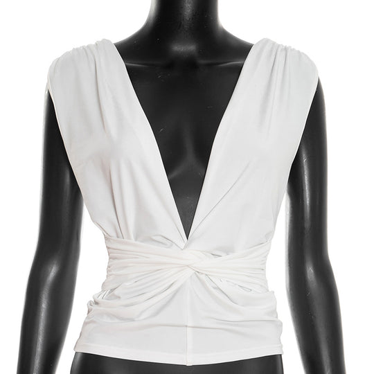 Damen Wickeloberteil mit tiefem V-Ausschnitt und elegantem Knotendetail R&B