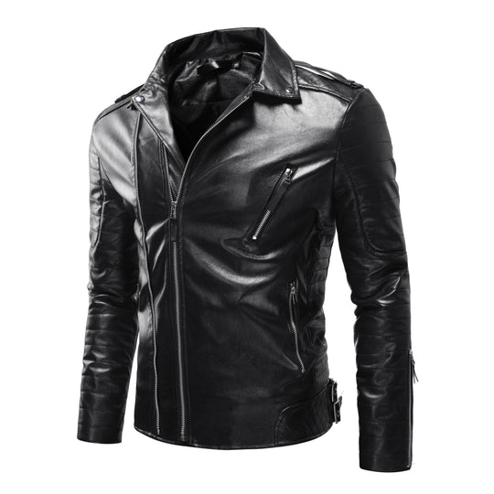 Herren Leder Bikerjacke mit Taschen