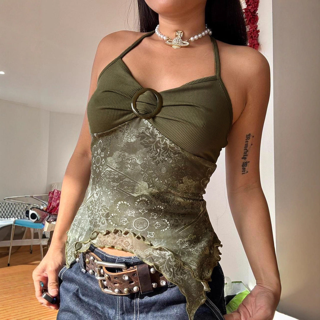 Damen Spitzentop mit floralem Muster und raffinierten Details R&B