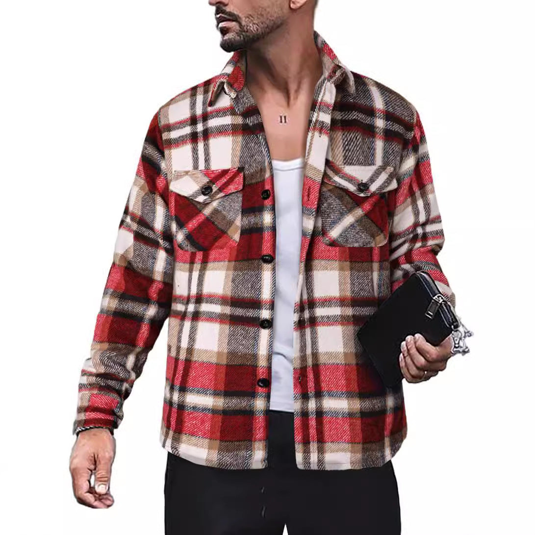 Herren Flanellhemd mit Karomuster und funktionalen Taschen R&B