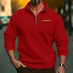 Herren nan hochwertiger Sweatpullover mit Metall-Halbzip, verstärktem Stehkragen und dezenter Brustpaspel R&B