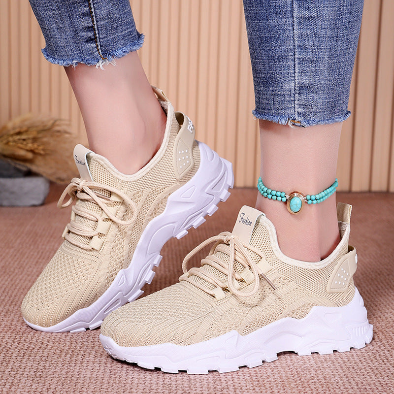Damen Atmungsaktive Fitness Sneakers mit flexiblem Strickoberteil und rutschfester Sohle R&B