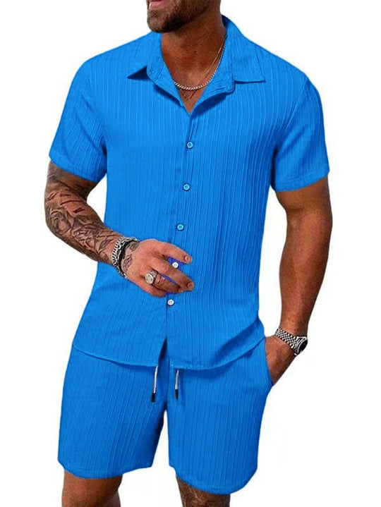Herren atmungsaktives Sport-Set mit Kurzarm-Hemd und Shorts R&B