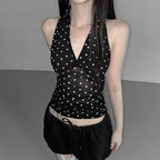 Damen Halterneck Top mit Polka Dots R&B