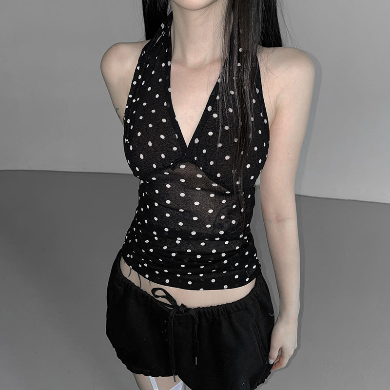 Damen Halterneck Top mit Polka Dots R&B