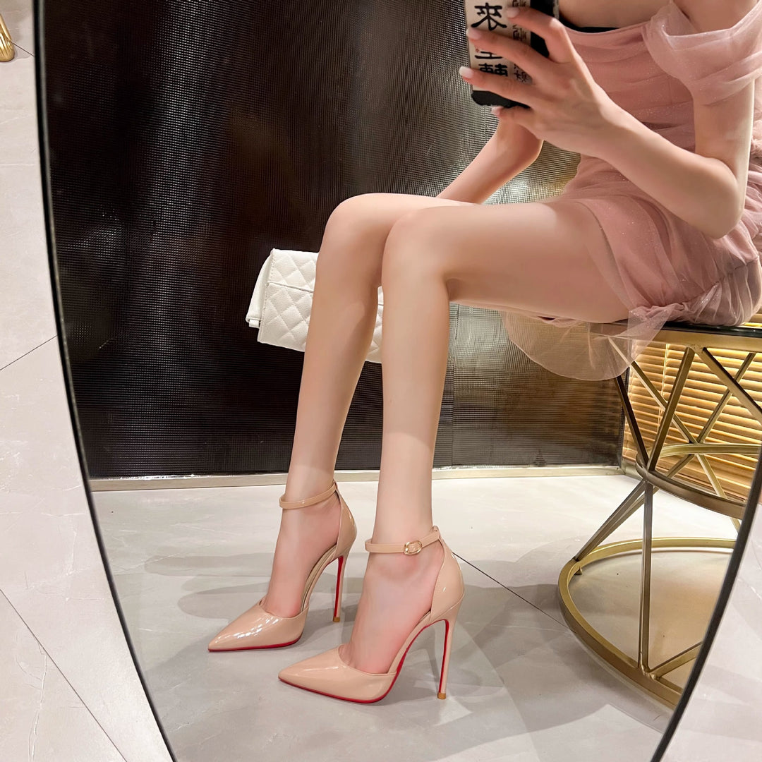 Damen luxuriöse spitze Stiletto-Pumps mit verstellbarem Knöchelriemen R&B