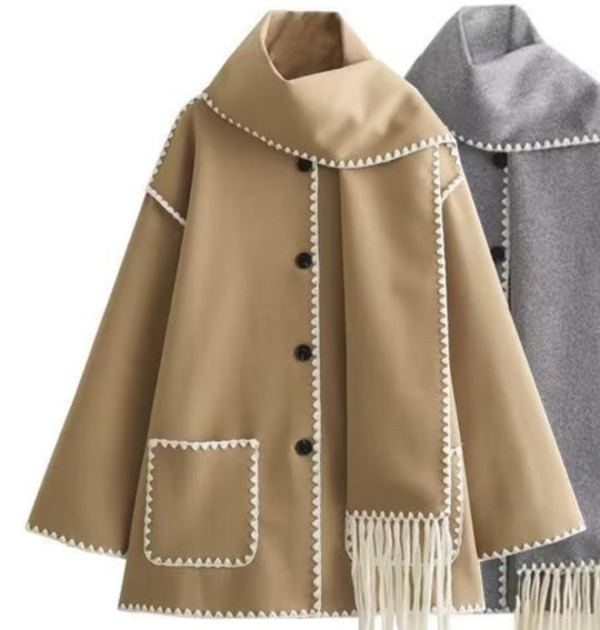 Damen Mantel mit Fransendetail und eleganter Knopfleiste R&B