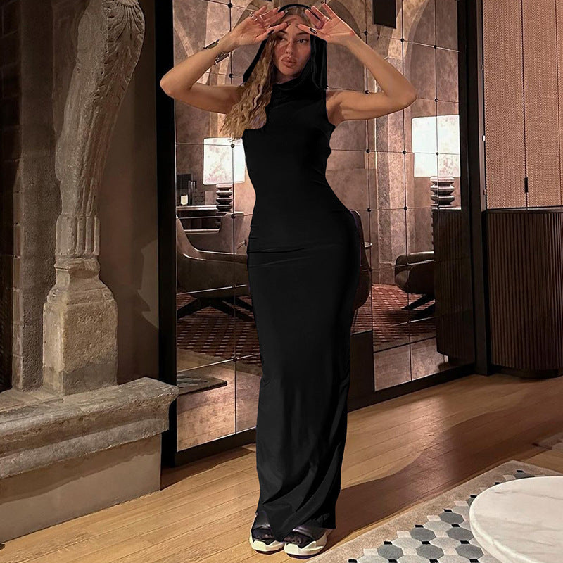 Damen Maxikleid mit Kapuze R&B