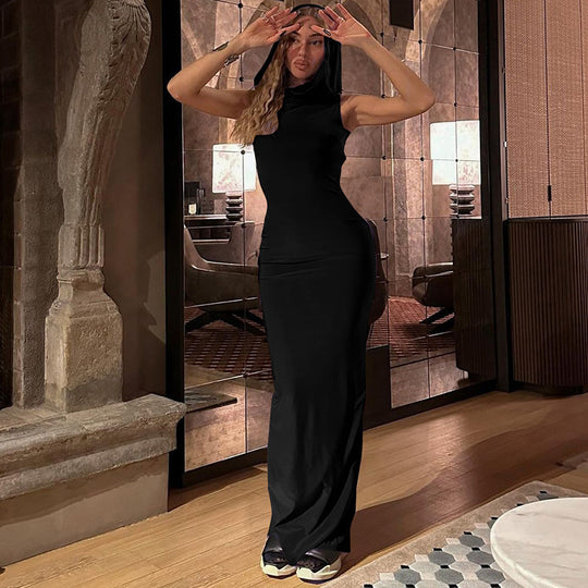 Damen Maxikleid mit Kapuze R&B