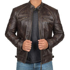 Herren Bikerjacke mit funktionalen Taschen und einzigartiger Steppung R&B