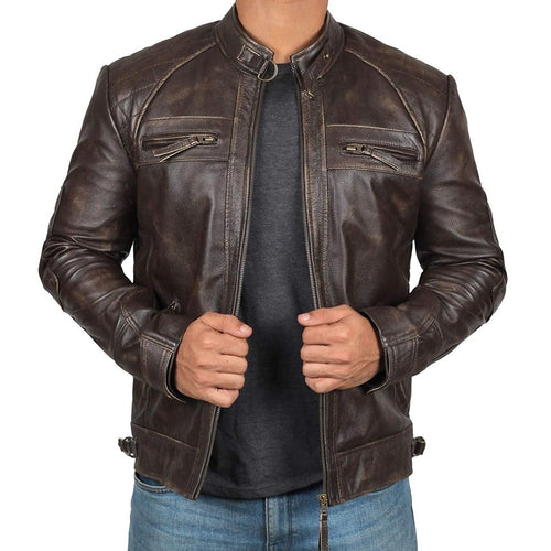 Herren Bikerjacke mit funktionalen Taschen und einzigartiger Steppung R&B