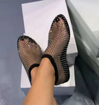 Damen Stylish Netzsandalen mit funkelnden Akzenten und elastischem Riemen R&B