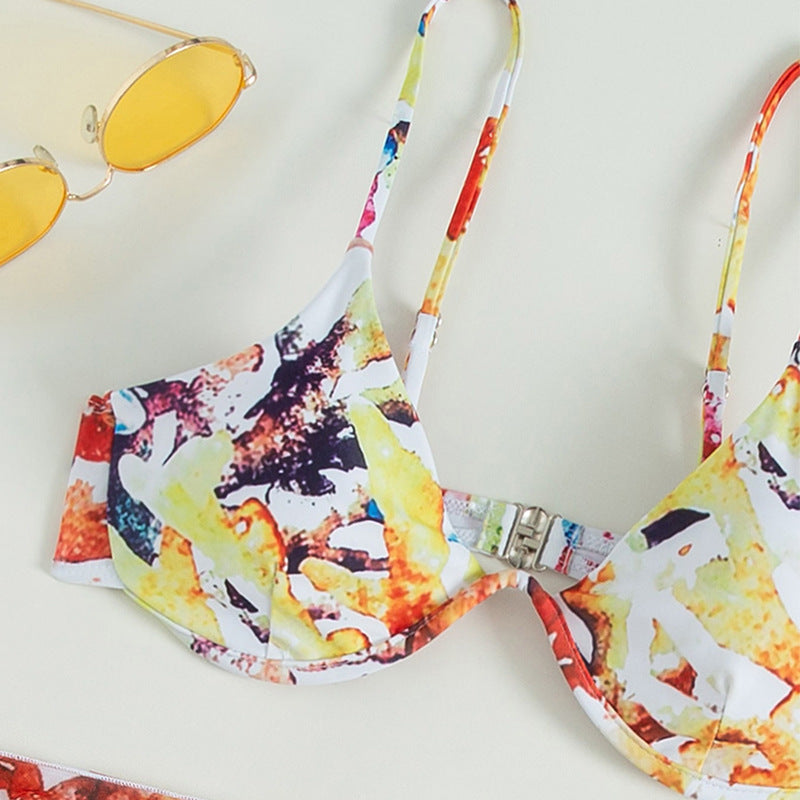 Damen Bikini-Set mit verstellbaren Trägern und modischem Wickelrock