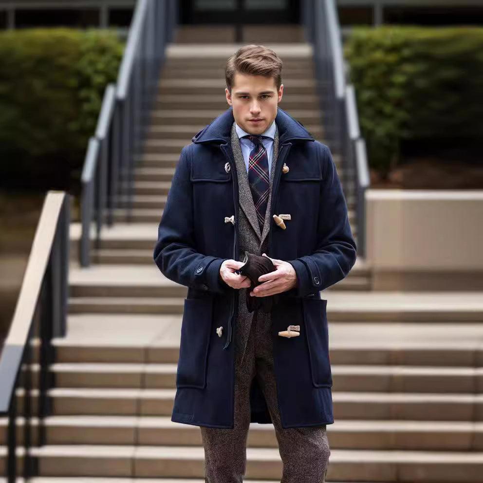 Herren Stilvoller Dufflecoat mit Knopfdetails R&B